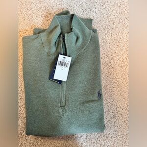 Brand new polo half zip men's sweater, size large